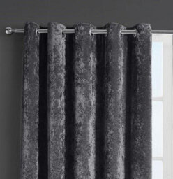 "Kampala Hill Crushed Velvet Light Filtering Curtains Charcoal Black 66X90""" - thumbnail 2