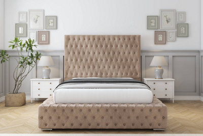 "Sloomy Ambassador Mink Naples Bed Frame With Mattress With 50"" Upholstered Headboard 2'6 Small Single" - image 1