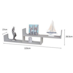 Core Products Floating Two Tier Wall Shelf - Light Grey - thumbnail 5