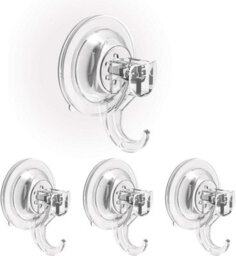 4 Pack Suction Cup Wall Hooks For Bathroom, Towel Rack, Kitchen Utensil Hooks, Shower, Window, Glass, Tile - thumbnail 1