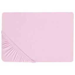 Beliani Fitted Sheet Janbu Cotton 90 X 200 Cm Pastel Pink