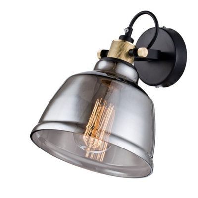 Luminosa Lighting Luminosa Irving Wall Lamp Black With Glass Shade, 1 Light, E27 - image 1