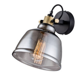 Luminosa Lighting Luminosa Irving Wall Lamp Black With Glass Shade, 1 Light, E27 - thumbnail 1