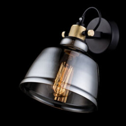 Luminosa Lighting Luminosa Irving Wall Lamp Black With Glass Shade, 1 Light, E27 - thumbnail 2