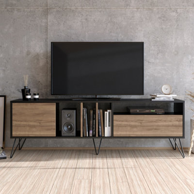 Decorotika Mistico Tv Stand Tv Unit For Tvs Up To 80 Inch Black And Walnut - image 1