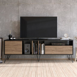Decorotika Mistico Tv Stand Tv Unit For Tvs Up To 80 Inch Black And Walnut