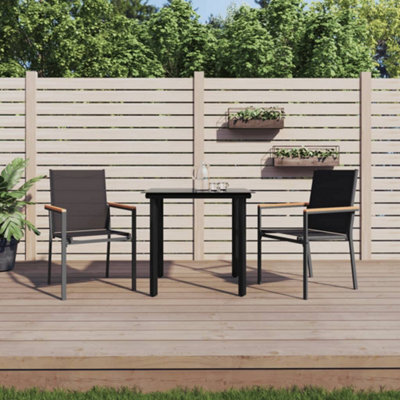 Berkfield 3 Piece Garden Dining Set Black Textilene And Steel - image 1