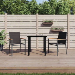 Berkfield 3 Piece Garden Dining Set Black Textilene And Steel - thumbnail 1