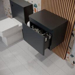 Affine Bathroom Cloakroom Vanity Unit 500mm Wall Hung Cabinet Drawer Anthracite Grey - thumbnail 2