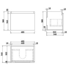 Affine Bathroom Cloakroom Vanity Unit 500mm Wall Hung Cabinet Drawer Anthracite Grey - thumbnail 5