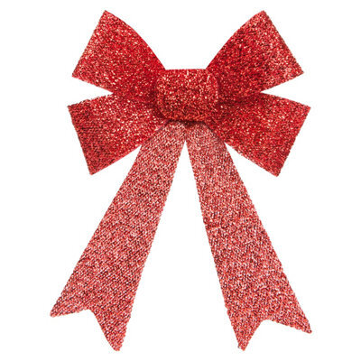 Tinsel Bow Christmas Decoration X 1 22Cm X 32Cm X 7Cm Red - image 1