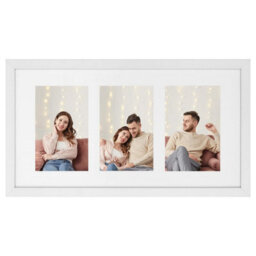 Triple Photo Frame, Display For Three Pictures, Wall Mounted Or Tabletop Use, Glass Front, White - thumbnail 8