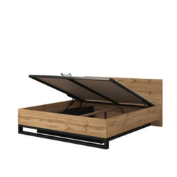 Arte Halle Eu Super King Ottoman Bed - Oak Wotan & Black Luxury Storage Design - thumbnail 3