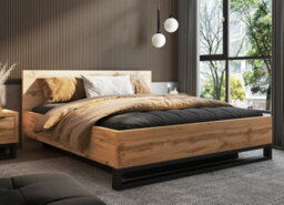 Arte Halle Eu Super King Ottoman Bed - Oak Wotan & Black Luxury Storage Design