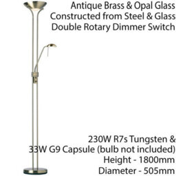 Mother & Child Floor Lamp Antique Brass 1.8M Twin Light Dimmer Flexible Reading - thumbnail 2