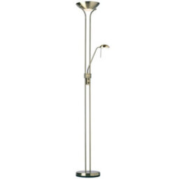Mother & Child Floor Lamp Antique Brass 1.8M Twin Light Dimmer Flexible Reading - thumbnail 3