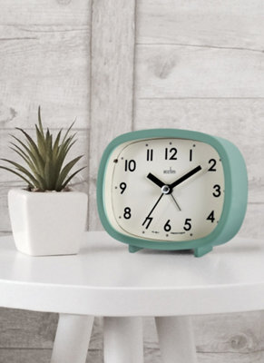 Acctim Hilda Analogue Alarm Clock Non Ticking Sweep Crescendo Alarm Backlight Retro Green - image 1