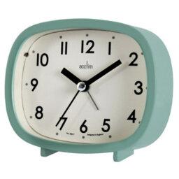 Acctim Hilda Analogue Alarm Clock Non Ticking Sweep Crescendo Alarm Backlight Retro Green - thumbnail 2