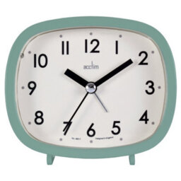 Acctim Hilda Analogue Alarm Clock Non Ticking Sweep Crescendo Alarm Backlight Retro Green - thumbnail 3