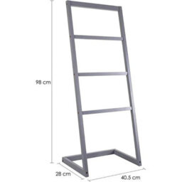 Grey Bamboo Freestanding Towel Rack Drying Stand & Holder With 4 Clothes Rails - thumbnail 2