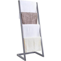 Grey Bamboo Freestanding Towel Rack Drying Stand & Holder With 4 Clothes Rails - thumbnail 3