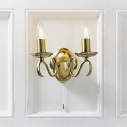 Luminosa Lighting Luminosa Bernice 2 Light Indoor Candle Wall Light Antique Brass, E14 - thumbnail 2
