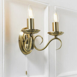 Luminosa Lighting Luminosa Bernice 2 Light Indoor Candle Wall Light Antique Brass, E14 - thumbnail 3