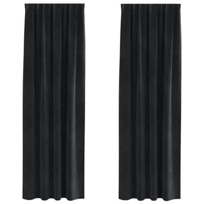 Berkfield Modern Blackout Curtains With Top Tape 2 Pcs Black Velvet