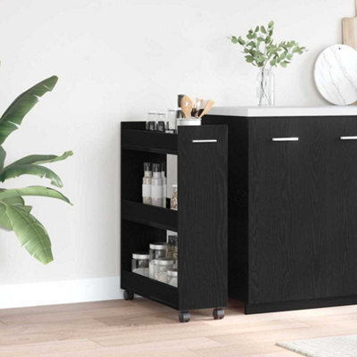 Walplus Cabinet With Wheel Black Oak 60 X 22 X 79 Cm Engineered Wood - image 1