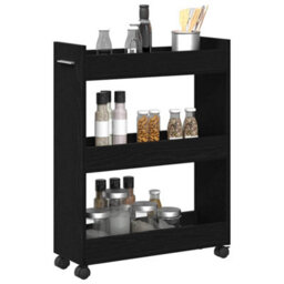 Walplus Cabinet With Wheel Black Oak 60 X 22 X 79 Cm Engineered Wood - thumbnail 3