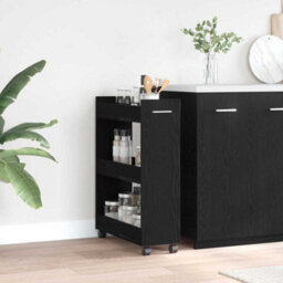 Walplus Cabinet With Wheel Black Oak 60 X 22 X 79 Cm Engineered Wood - thumbnail 1