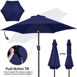 Yaheetech Navy Blue 2.3M Tiltable Patio Parasol Market Umbrella With Crank - thumbnail 5