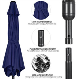 Yaheetech Navy Blue 2.3M Tiltable Patio Parasol Market Umbrella With Crank - thumbnail 4