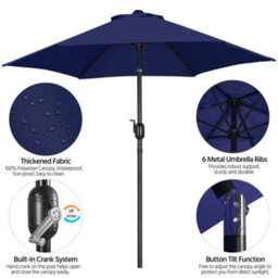 Yaheetech Navy Blue 2.3M Tiltable Patio Parasol Market Umbrella With Crank - thumbnail 9