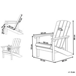 Beliani Garden Chair Adirondack Light Grey - thumbnail 3