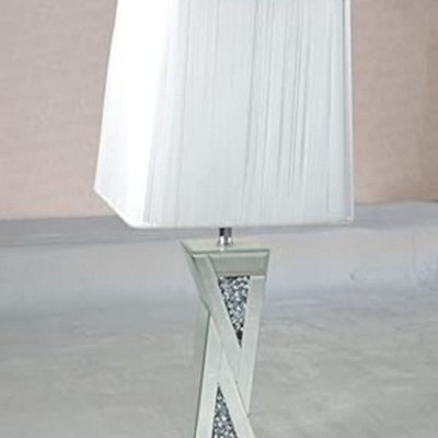 Biznest Crystal Diamond Double Triangle Bass Table Lamp Bedside Lamps With Shade, Night Light Modern Home Decoration
