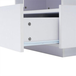 Abrihome Modern Led Coffee Table, Square Tea Table With 2 Sliding Drawers Wood Center Table Acrylic Glass Coffee Table, White - thumbnail 5