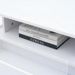 Abrihome Modern Led Coffee Table, Square Tea Table With 2 Sliding Drawers Wood Center Table Acrylic Glass Coffee Table, White - thumbnail 6