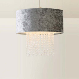 Valuelights Boland Silver Velvet & Acrylic Droplet Ceiling Lamp Shade And Bulb (D)35Cm - thumbnail 6