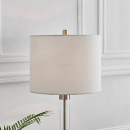 Furniturebox Esme Stylish Clear Glass And Chrome Metal Table Lamp Light With White Shade Including A Rated Energy Efficient Led Bulb - thumbnail 3