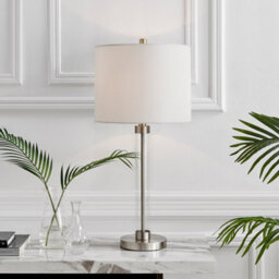 Furniturebox Esme Stylish Clear Glass And Chrome Metal Table Lamp Light With White Shade Including A Rated Energy Efficient Led Bulb - thumbnail 2