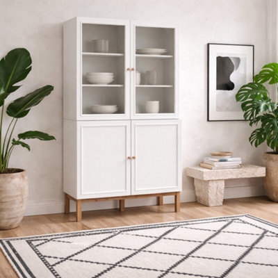 Wyld Haus Niva 4-Door Display Cabinet In Light Grey And Natural Oak Effect - image 1
