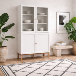 Wyld Haus Niva 4-Door Display Cabinet In Light Grey And Natural Oak Effect - thumbnail 1