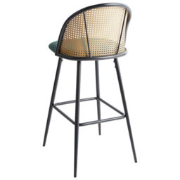 Wyld And Coco Set Of 2 Green Fabric Bar Chairs With Black Lacquered Metal Frame And Viennese Braid Backrest - thumbnail 5