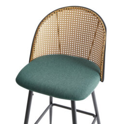 Wyld And Coco Set Of 2 Green Fabric Bar Chairs With Black Lacquered Metal Frame And Viennese Braid Backrest - thumbnail 7