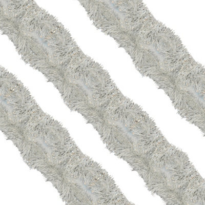 Neel Blue Silver & White Metallic Shiny Christmas Tinsel Garland For Xmas Tree & Home Decorations, 2M X 9Cm - image 1