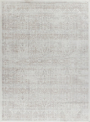 Livabliss Floransa-Vintage Tan Ivory Grey Traditional Boho Living Dining Bedroom Rug 160 X 215 Cm Easy Care, Non Shedding - image 1