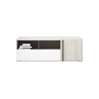 Arte Remo Tv Cabinet 120Cm Wilton Oak White And Anthracite With Door And Drawer - image 1