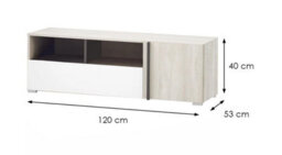 Arte Remo Tv Cabinet 120Cm Wilton Oak White And Anthracite With Door And Drawer - thumbnail 4