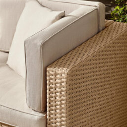 Furniturebox Orlando Beige Rattan Garden Sofa - Modular Outdoor Patio Garden Sofa, Table & 8 Chairs Garden Corner Sofa Set + Cover - thumbnail 4
